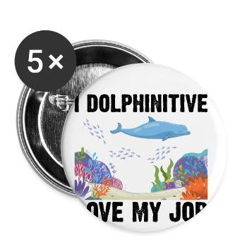 Dolphin Diving Diver Marine Biologist Zooologist - Buttons large 2.2''/56 mm (5-pack) - white - Front