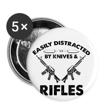 Collectionneur de couteaux Designs Messerfan Knife Maker - Lot de 5 grands badges (56 mm) - blanc - Devant