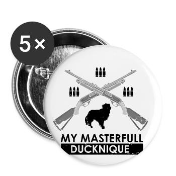 Chasse au canard Chasse au canard Chasseur de canard Chasseur de canard Conception - Lot de 5 grands badges (56 mm) - blanc - Devant