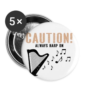 Harp design for harpist and harp player - Buttons large 2.2''/56 mm (5-pack) - white - Front