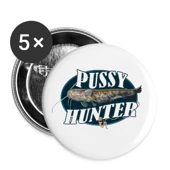 Chasseur de poisson-chat - Lot de 5 grands badges (56 mm) - blanc - Devant