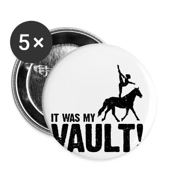Voltigieren Akrobatik Design und Reitsport Pferd - Buttons groß 56 mm (5er Pack) - Weiß - Vorne