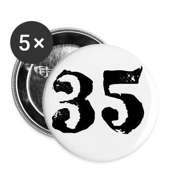 35 Zahl Trikot - Buttons groß 56 mm (5er Pack) - Weiß - Vorne