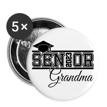 Senior 2023 Grand-mère fière grand-mère de diplômé - Lot de 5 grands badges (56 mm) - blanc - Devant