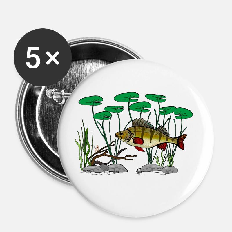 Perch fishing - Buttons large 2.2''/56 mm (5-pack) - white