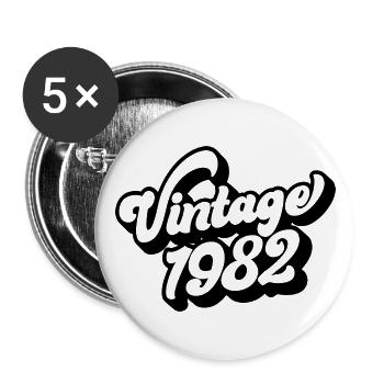 Millésime 1982, 40 ans, cadeau de 40e anniversaire - Lot de 5 grands badges (56 mm) - blanc - Devant