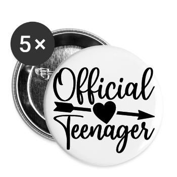 Official Teenager, Cute 13th Birthday 13 Years Old - Buttons large 2.2''/56 mm (5-pack) - white - Front