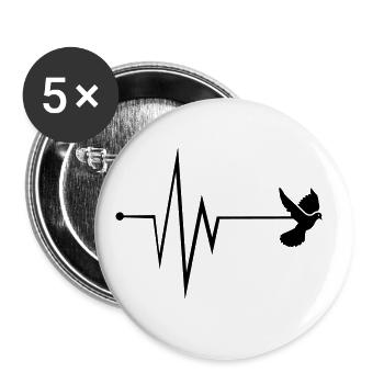 Pouls de pigeon - Lot de 5 grands badges (56 mm) - blanc - Devant