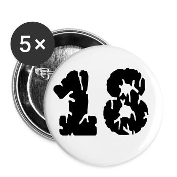 18 Zahl Trikot - Buttons groß 56 mm (5er Pack) - Weiß - Vorne