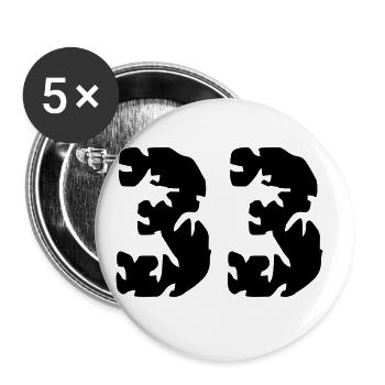 33 Zahl Trikot - Buttons groß 56 mm (5er Pack) - Weiß - Vorne