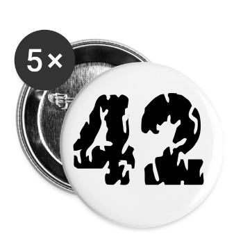 42 Zahl Trikot - Buttons groß 56 mm (5er Pack) - Weiß - Vorne