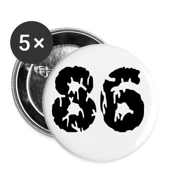 86 Maillot numéro - Lot de 5 grands badges (56 mm) - blanc - Devant