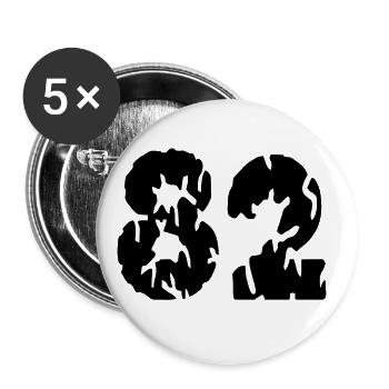 82 Zahl Trikot - Buttons groß 56 mm (5er Pack) - Weiß - Vorne