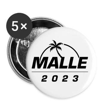 Malle 2023 - Lot de 5 grands badges (56 mm) - blanc - Devant