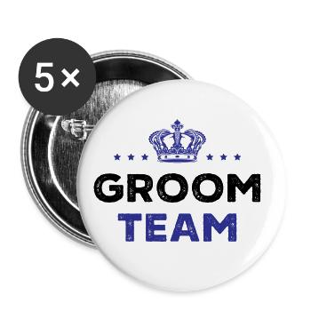 Groom Team - Buttons groß 56 mm (5er Pack) - Weiß - Vorne