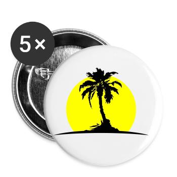 Palme Insel Sonne - Buttons groß 56 mm (5er Pack) - Weiß - Vorne