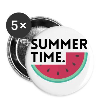 Sommerzeit - Wassermelone - Buttons groß 56 mm (5er Pack) - Weiß - Vorne