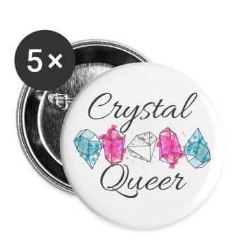 Crystal Queer Trans Pride Rainbow Crystals - Buttons large 2.2''/56 mm (5-pack) - white - Front