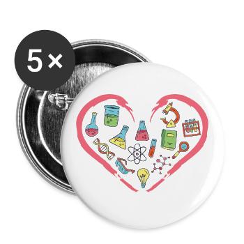 I love Science and Physics - Buttons large 2.2''/56 mm (5-pack) - white - Front