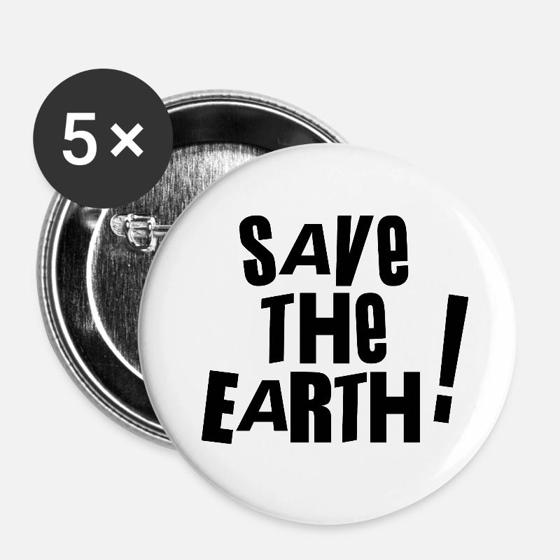 Save the earth - - Buttons large 2.2''/56 mm (5-pack) - white