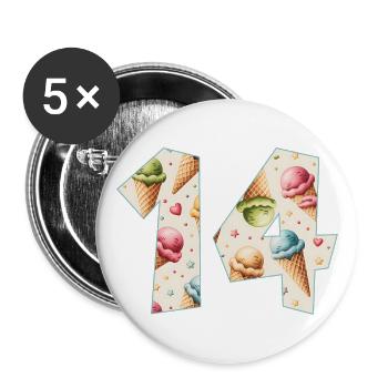 CREAM NUMÉRO 14 ANS CREAM 14E ANNIVERSAIRE - Lot de 5 grands badges (56 mm) - blanc - Devant