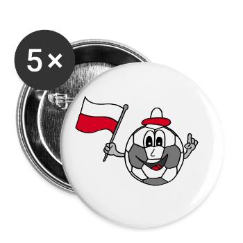 Fußball Polen, EM, soccer, championship, Fahne - Buttons large 2.2''/56 mm (5-pack) - white - Front