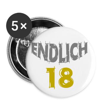 endlich18 - Buttons groß 56 mm (5er Pack) - Weiß - Vorne