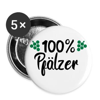 100% Pfälzer - Buttons groß 56 mm (5er Pack) - Weiß - Vorne