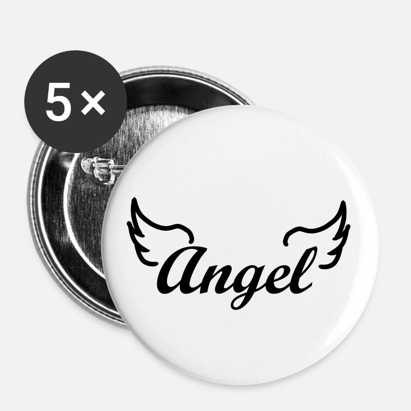 Angel angel with wings - Buttons large 2.2''/56 mm (5-pack) - white