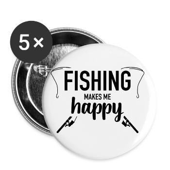 pêche - Lot de 5 grands badges (56 mm) - blanc - Devant