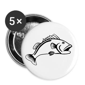 poisson - Lot de 5 grands badges (56 mm) - blanc - Devant