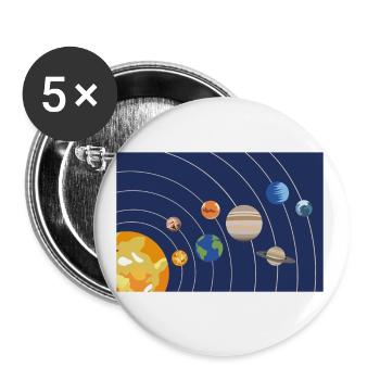 Sonnensystem Sonne Planeten Umlaufbahnen - Buttons groß 56 mm (5er Pack) - Weiß - Vorne