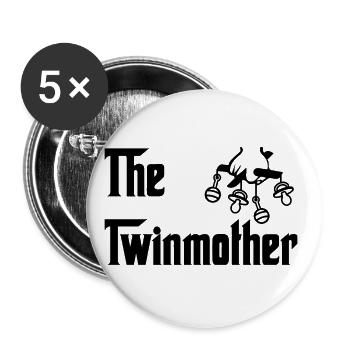 The Twinmother Mama Zwillinge - Buttons groß 56 mm (5er Pack) - Weiß - Vorne