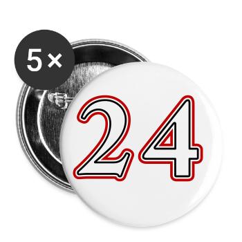 24 Numéro de numéro - Lot de 5 grands badges (56 mm) - blanc - Devant