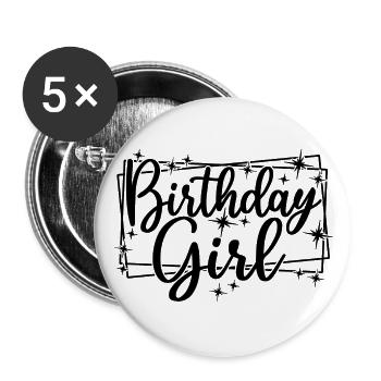 Birthday Girl Cool Birthday Party For Kids Girls - Buttons large 2.2''/56 mm (5-pack) - white - Front
