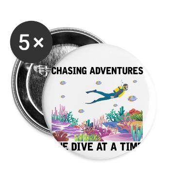 Diving Adventure Divers Sea Ocean - Buttons large 2.2''/56 mm (5-pack) - white - Front