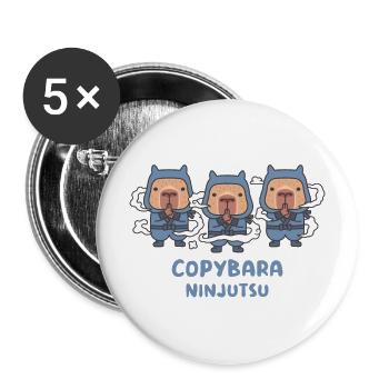 Süße Capybaras Ninjas Copybara Ninjutsu - Buttons groß 56 mm (5er Pack) - Weiß - Vorne