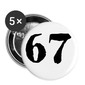Maillot numéro 67 - Lot de 5 grands badges (56 mm) - blanc - Devant