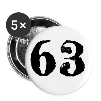 63 Zahl Trikot - Buttons groß 56 mm (5er Pack) - Weiß - Vorne