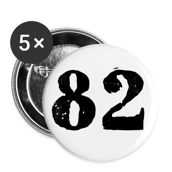 82 Zahl Trikot - Buttons groß 56 mm (5er Pack) - Weiß - Vorne