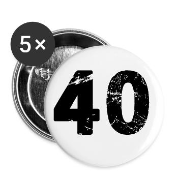 40 Zahl Trikot - Buttons groß 56 mm (5er Pack) - Weiß - Vorne