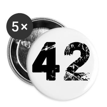 42 Zahl Trikot - Buttons groß 56 mm (5er Pack) - Weiß - Vorne