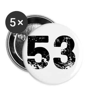 Maillot à 53 numéros - Lot de 5 grands badges (56 mm) - blanc - Devant