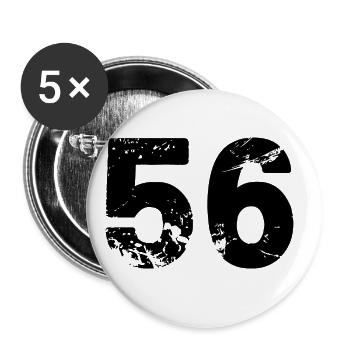 Maillot numéro 56 - Lot de 5 grands badges (56 mm) - blanc - Devant