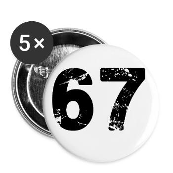 Maillot numéro 67 - Lot de 5 grands badges (56 mm) - blanc - Devant