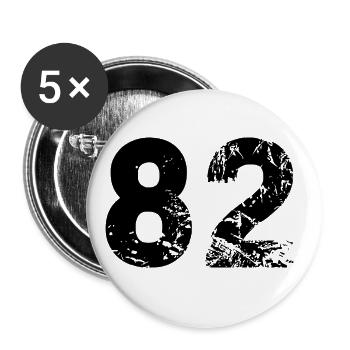 82 Zahl Trikot - Buttons groß 56 mm (5er Pack) - Weiß - Vorne