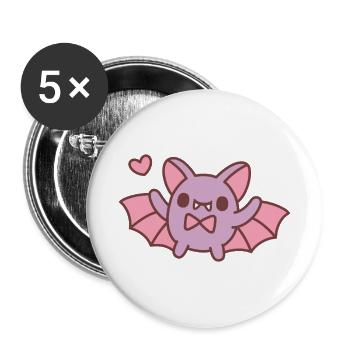 Cute Vampire Bat Doodle - Buttons large 2.2''/56 mm (5-pack) - white - Front