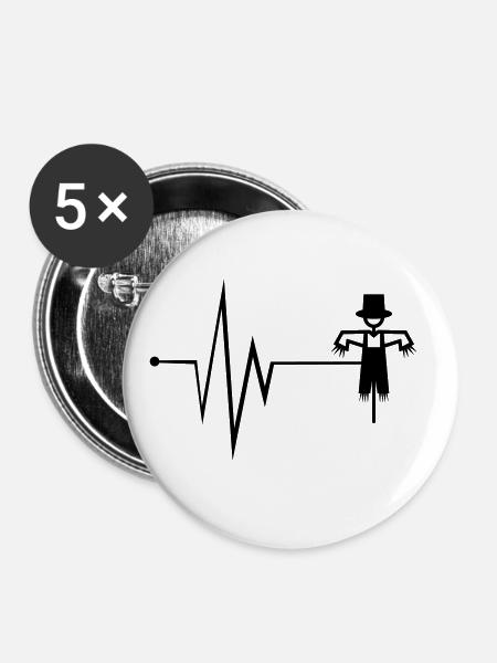 Vogelscheuche Puls - Buttons groß 56 mm (5er Pack) - Weiß