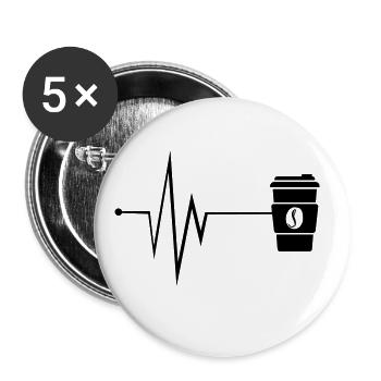 Kaffee Puls - Buttons groß 56 mm (5er Pack) - Weiß - Vorne