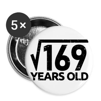 169 Quadratwurzel 13 Jahre alt Lustiger 13. Geburtstag - Buttons groß 56 mm (5er Pack) - Weiß - Vorne